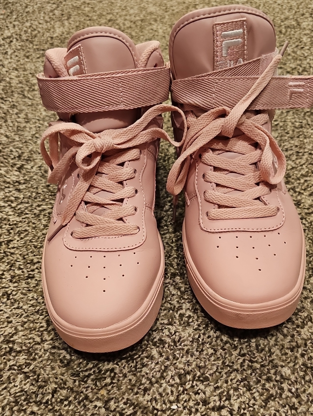 Fila Blush Pink High-Top Sneakers with Strap